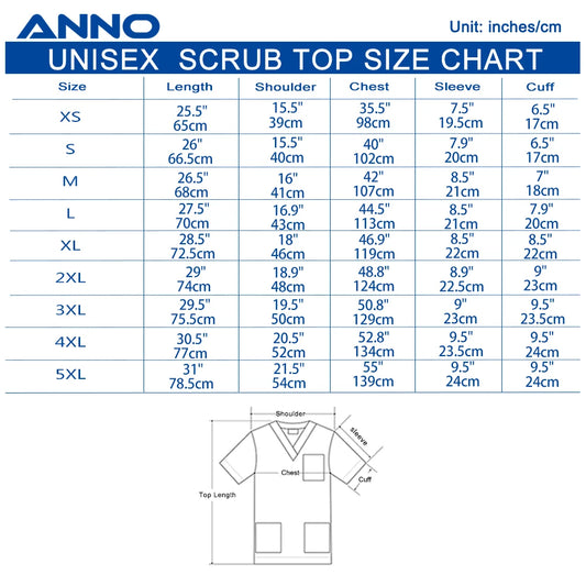 ANNO Hospital Staff Scrubs Top Medical Sanitary Nursing Uniform Dental Clinic Print Beauty Caregiver Coveralls