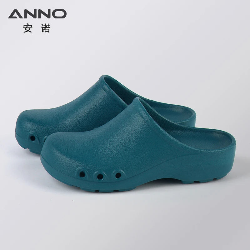 Soft Doctors Nurses Shoes EVA Anti-slip Clogs Operating Room Lab Slippers Chef Work Flat flip flop Suitable for Long Standing Blue(HuLan)