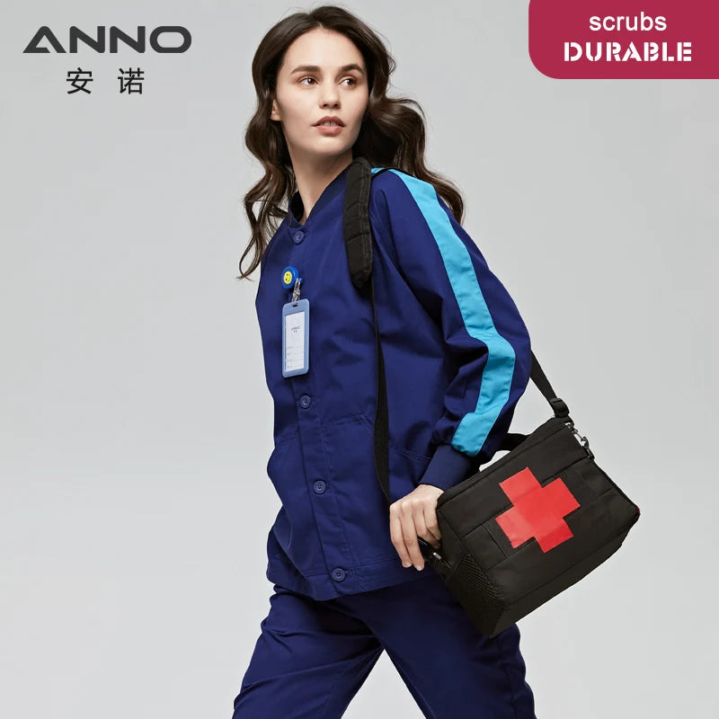 Long Sleeves Scrubs Jacket Pretty Outfit Nurse Out Coat Doctor Shirt Hospital Nursing Staff Uniforms Autumn Winter Work Wear