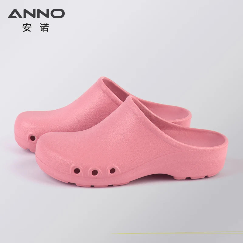 Soft Doctors Nurses Shoes EVA Anti-slip Clogs Operating Room Lab Slippers Chef Work Flat flip flop Suitable for Long Standing Pink(FenSe)