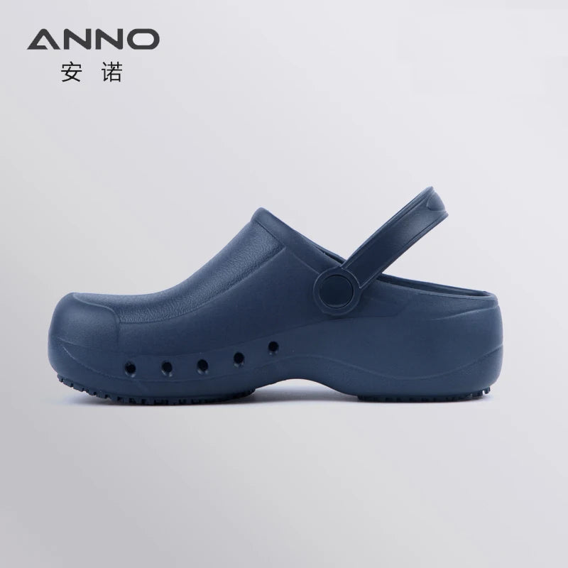 Soft Doctors Nurses Shoes EVA Anti-slip Clogs With Strap Operating Room Medical Slippers Chef Work Flat flip for Long Standing Navy Blue(ZangQin)