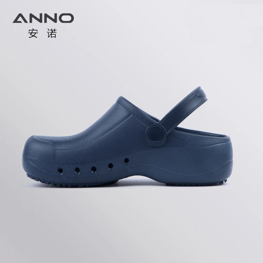 Soft Doctors Nurses Shoes EVA Anti-slip Clogs With Strap Operating Room Medical Slippers Chef Work Flat flip for Long Standing Navy Blue(ZangQin)