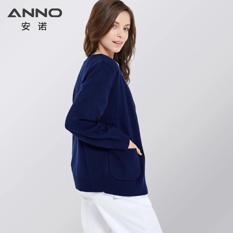 ANNO Long Sleeves Cotton Sweater Winter Hospital Equipment Unisex Work Wear Clothing Keep Warm Shirt Nursing Accessories