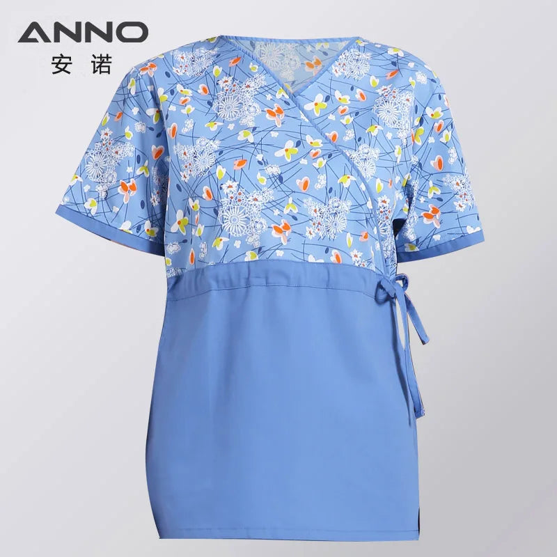 ANNO Women Hospital Nurse Uniform with Adjust Waist Body Scrubs Tops Pretty Clinic Paramedic Clothing Cosmetologist Coveralls