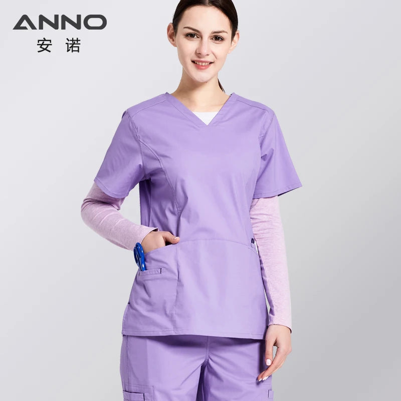 ANNO Summer Nurse uniform Female Form Medical Scrub Suit Health and Beauty Care Nursing Dress Hospital Supply Slim Fit