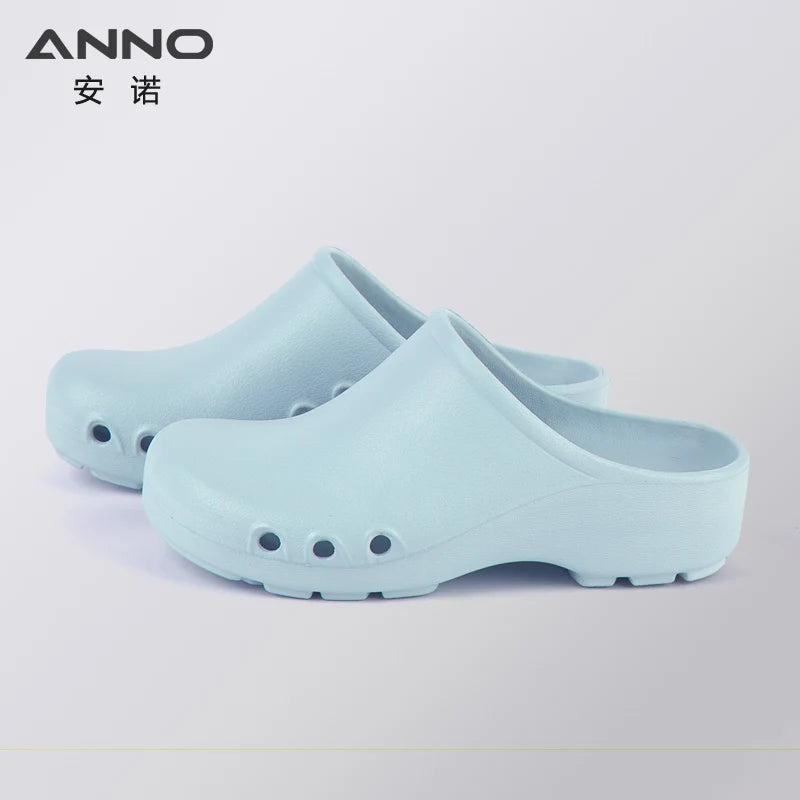 Soft Doctors Nurses Shoes EVA Anti-slip Clogs Operating Room Lab Slippers Chef Work Flat flip flop Suitable for Long Standing Light Blue(QianLan)