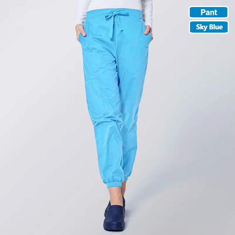 ANNO Work Trousers Doctor Nurse Uniform Bottoms Elastic Cuffs Dental Medical Clothing Scrub Nursing Pencil Jogger Pants