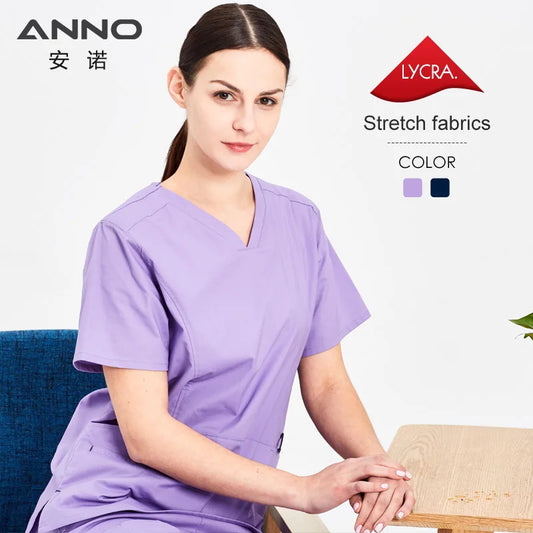 ANNO Summer Nurse uniform Female Form Medical Scrub Suit Health and Beauty Care Nursing Dress Hospital Supply Slim Fit