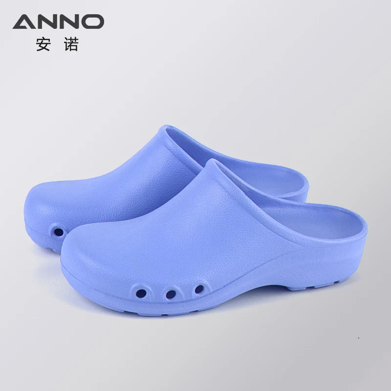 Soft Doctors Nurses Shoes EVA Anti-slip Clogs Operating Room Lab Slippers Chef Work Flat flip flop Suitable for Long Standing Royal Blue(YueLan)