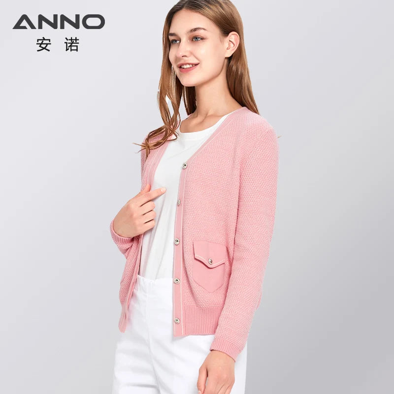ANNO Cotton Sweater Winter Hospital Equipment Female Work Wear Clothing Keep Warm Shirt Nursing Fashion Pink Out Wear Coat