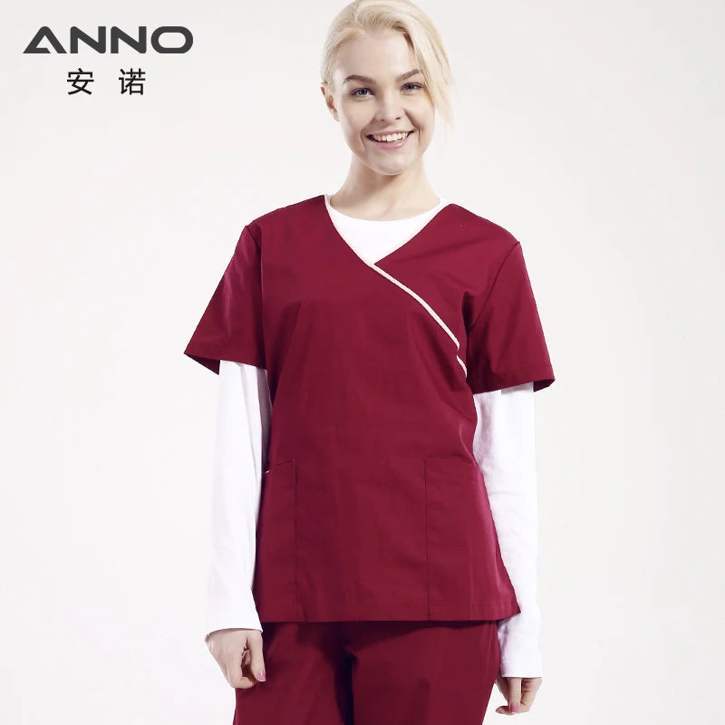 ANNO Adjustable Waist Nurse uniform Women Scrubs Set Nursing Form Dentistry Cloths Hospital Paramedic Clothes