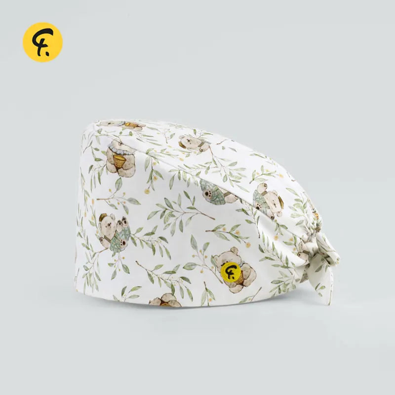 100% Cotton Scrub Caps Wth Sweatband Unisex Dentist Hospital Doctor Work Surgical Hats Man Women Carton Print Nursing Head Dress FRH01-X155