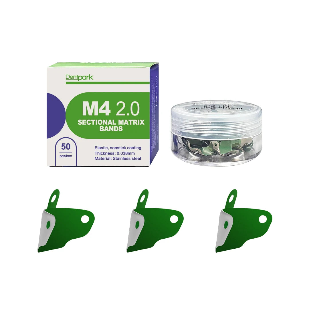 Dentpark/50pcs Dental Sectional Matrix Bands M4 2.0 with Non-Stick coating and elastic stainless material Contoured Matrices large with ledge