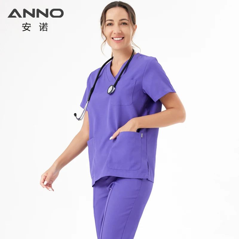 Unisex Medical Scrubs Set New Heat Preservation Thermostatic Fabric Nursing Robe Suit for Winter Paramedic Coveralls Uniforms