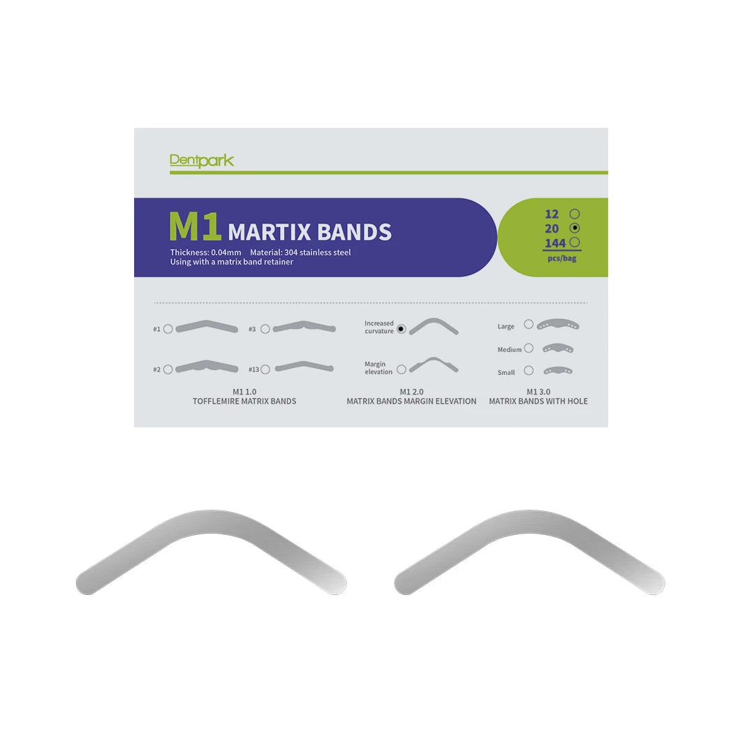 20pcs Dentpark Dental Matrix Bands M1 Tofflemire Margin Elevation Large Increased Curvature Sectional Contoured Matrices Dentist Increased curvature