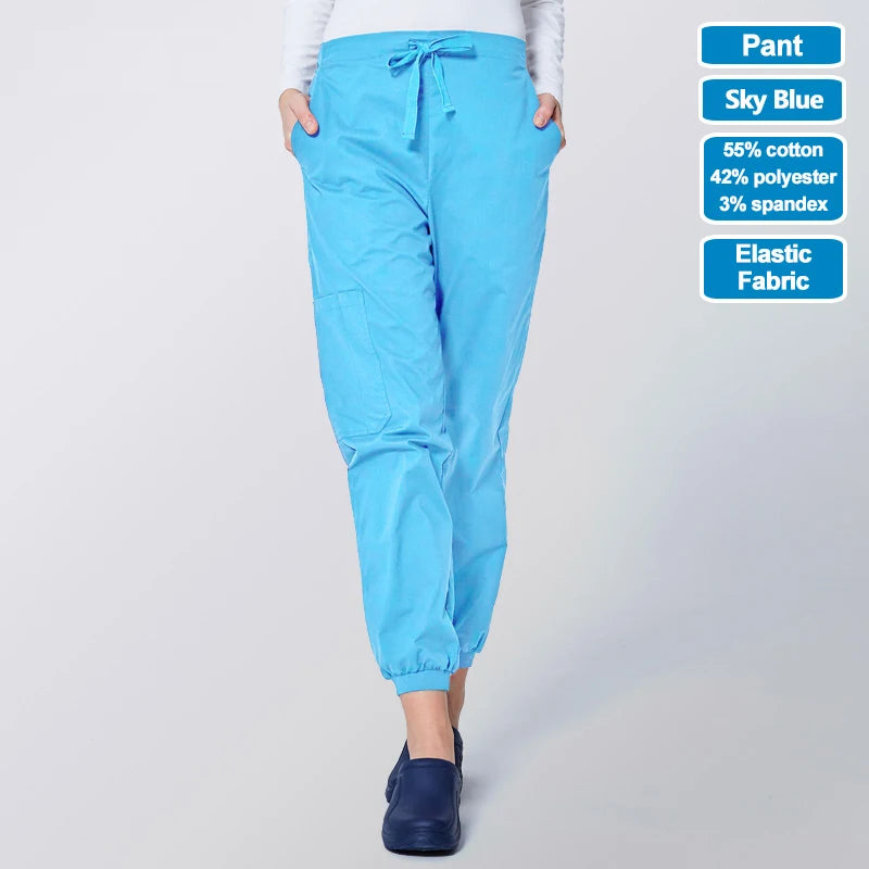 ANNO Work Trousers Doctor Nurse Uniform Bottoms Elastic Cuffs Dental Medical Clothing Scrub Nursing Pencil Jogger Pants T-6