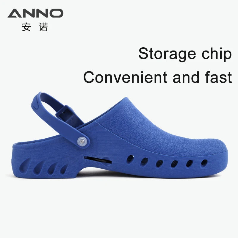 Medical Shoes Clogs with Chip Slot Hospital Foot Wear strap Unisex Wear-Resistant Non-slip High Temperature Disinfection Slipper
