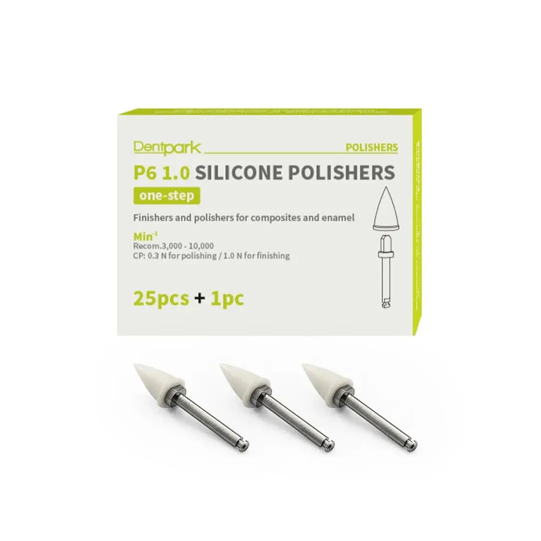 Dentpark 25PCS Dental Composite Resin Polishers P6 One-step Finishing System Points Low-speed Tool with PS or Metal RA Mandrel 1.0 with M mandrel