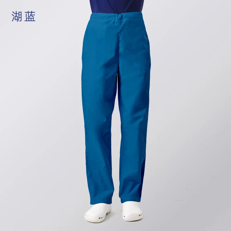 ANNO Hospital Medical Scrubs Set Nursing Uniform for Uisex Dental Clinic Nurse Scrubs SPA Uniforms with Short or Long Sleeves 18PT001-HuLan-Pant