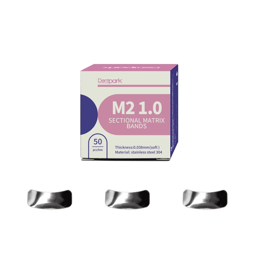 Dentpark Dental Sectional Matrix System Soft Metal Bands M2 1.0 Thickness 0.038MM for class-Ⅱ Composite Resin restoration Tall molar 6.4mm