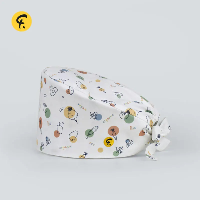 100% Cotton Scrub Caps Wth Sweatband Unisex Dentist Hospital Doctor Work Surgical Hats Man Women Carton Print Nursing Head Dress FRH01-X164