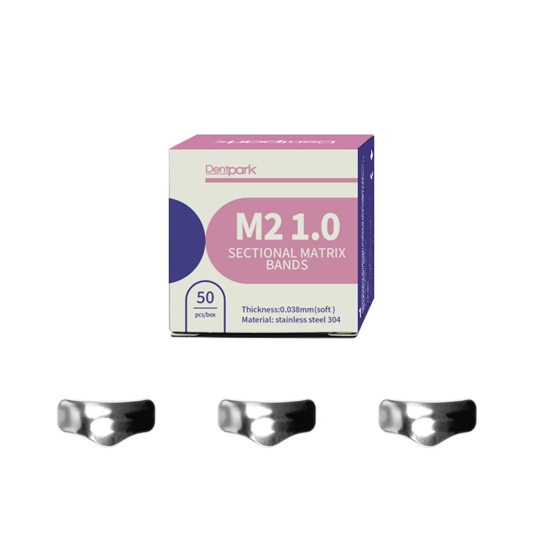 Dentpark Dental Sectional Matrix System Soft Metal Bands M2 1.0 Thickness 0.038MM for class-Ⅱ Composite Resin restoration Molar with ledge 8.4