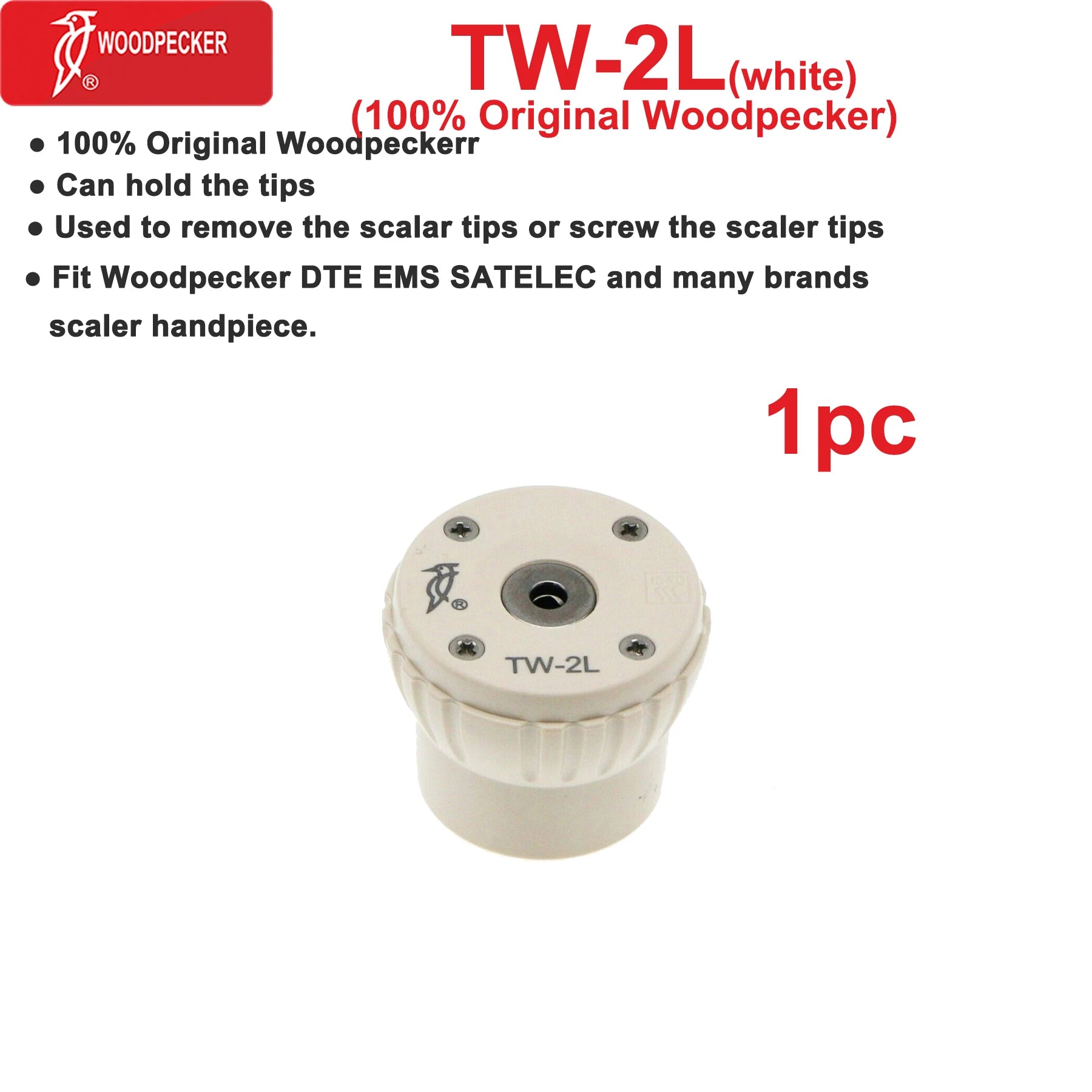 Woodpecker DTE Dental Ultrasonic Scaler Torque Wrench Scaler Tips key TW-1L TW-2L Fit EMS SATELEC NSK Scaler Handpiece TW-2L white 1pc