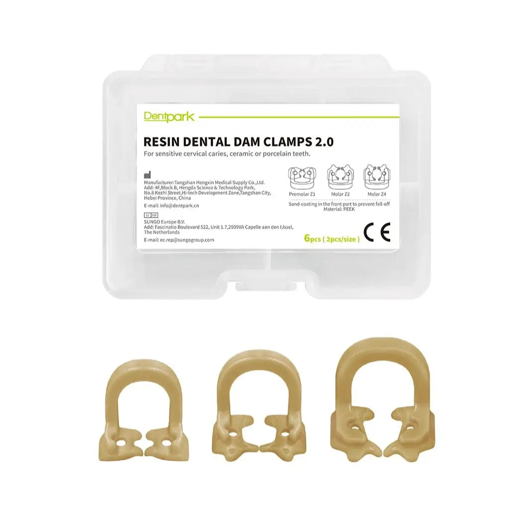 Dentpark 4pcs /6pcs Dental Rubber Dam Clamps Distal-Extension Clip Head with sand Autoclavable 134℃ Moisture Control