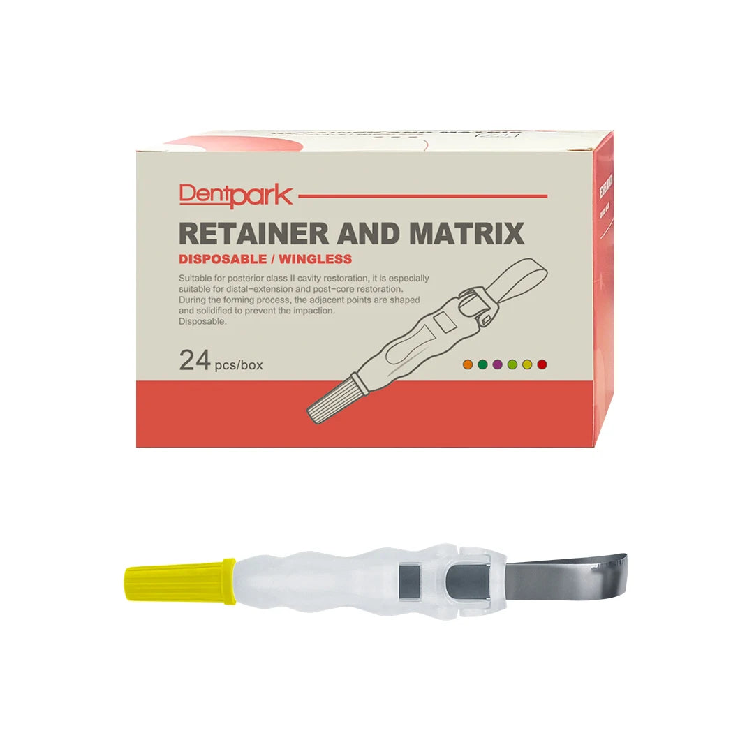 Dentpark/24pcs Pre-Formed Retainer and Matrix Bands M5 Roll O Type for class-Ⅱ Teeth Filling 180°Adjustable Contoured Matrices 6.2mm yellow curve