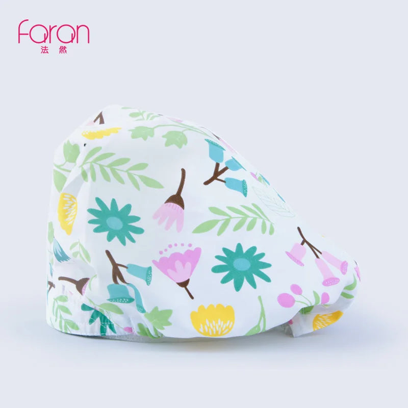 ANNO Cotton Caps Women Hospital Doctor Nurse Work Hats Bouffant Nursing Cap with Sweatband Long Hair Head Wear Chlorine Bleach 01A-B36