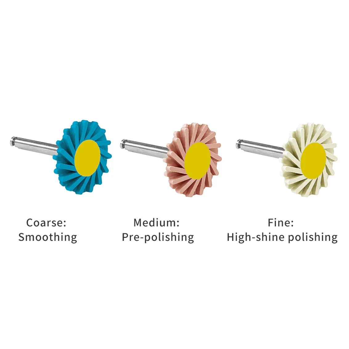 Dentpark/6pcs Dental polishers for ceramics 3-step diamond impregnated polishing Wheels For all porcelain materials zirconia