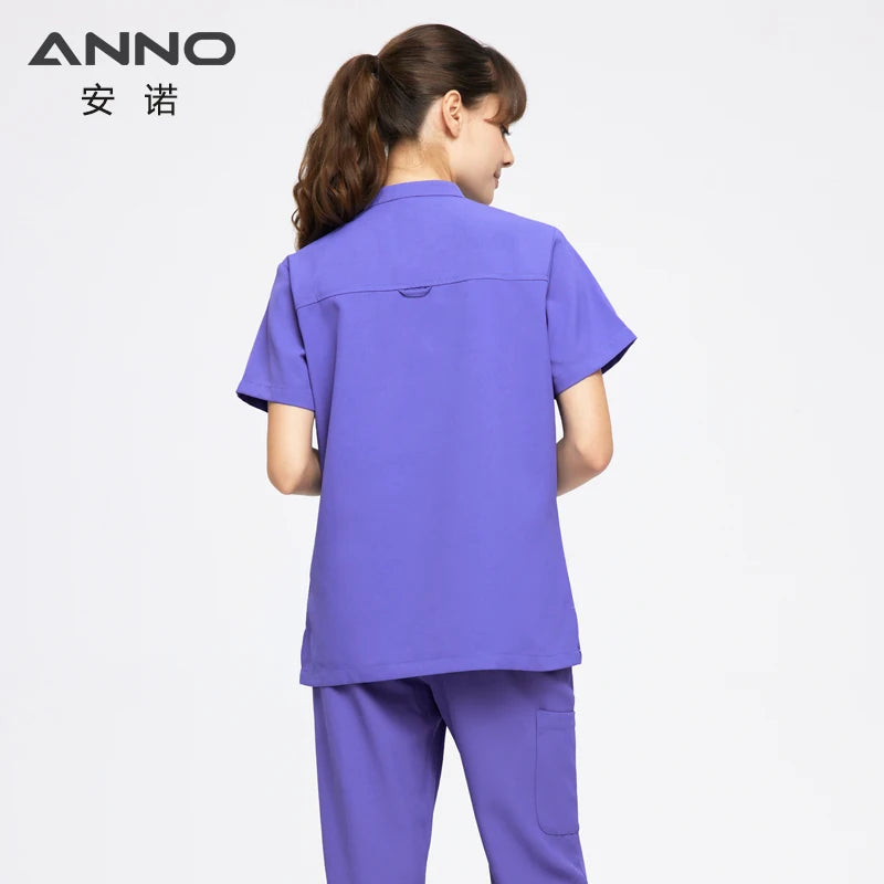 ANNO Cool Fabric Medical Scrubs Set Summer Nurse Uniform Hospital Sanitary Doctor Suit Antibacteria Antistatic Wrinkle Free