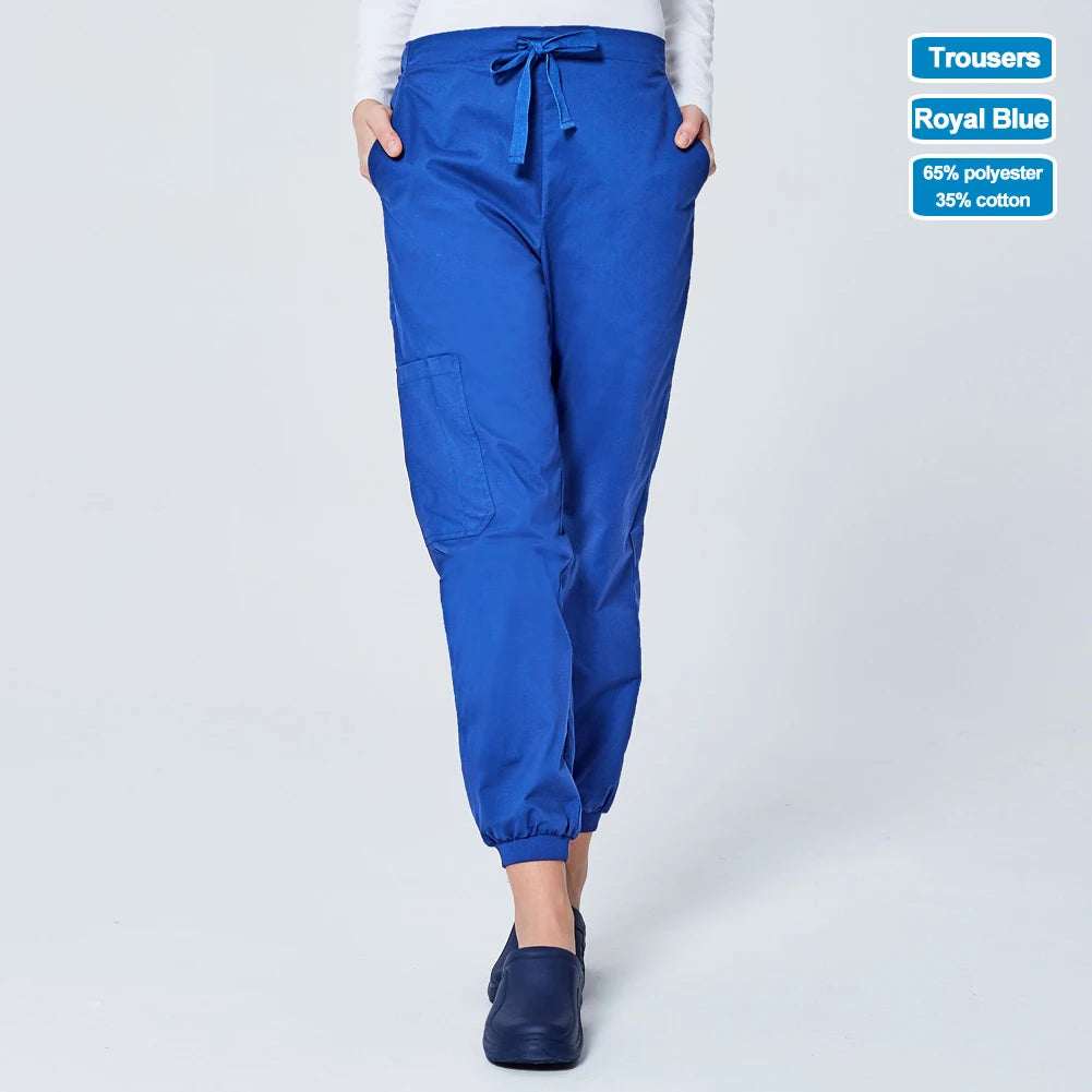 ANNO Work Trousers Doctor Nurse Uniform Bottoms Elastic Cuffs Dental Medical Clothing Scrub Nursing Pencil Jogger Pants A-8