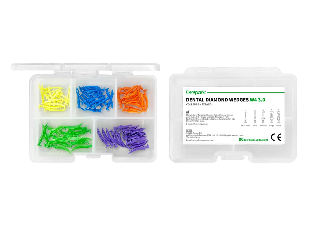 Dentpark/ Dental diamond Shape Interproximal wedges W4 3.0 Good separation force and fit Plastic Tooth Gap Dentistry Tools 80pcs Assorted