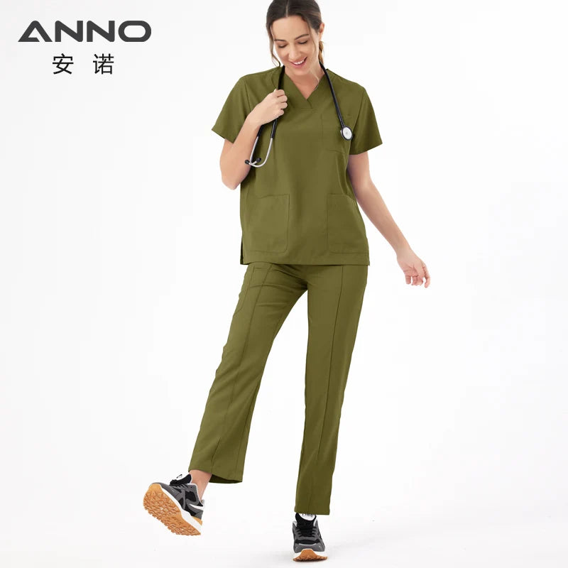 Unisex Medical Scrubs Set New Heat Preservation Thermostatic Fabric Nursing Robe Suit for Winter Paramedic Coveralls Uniforms