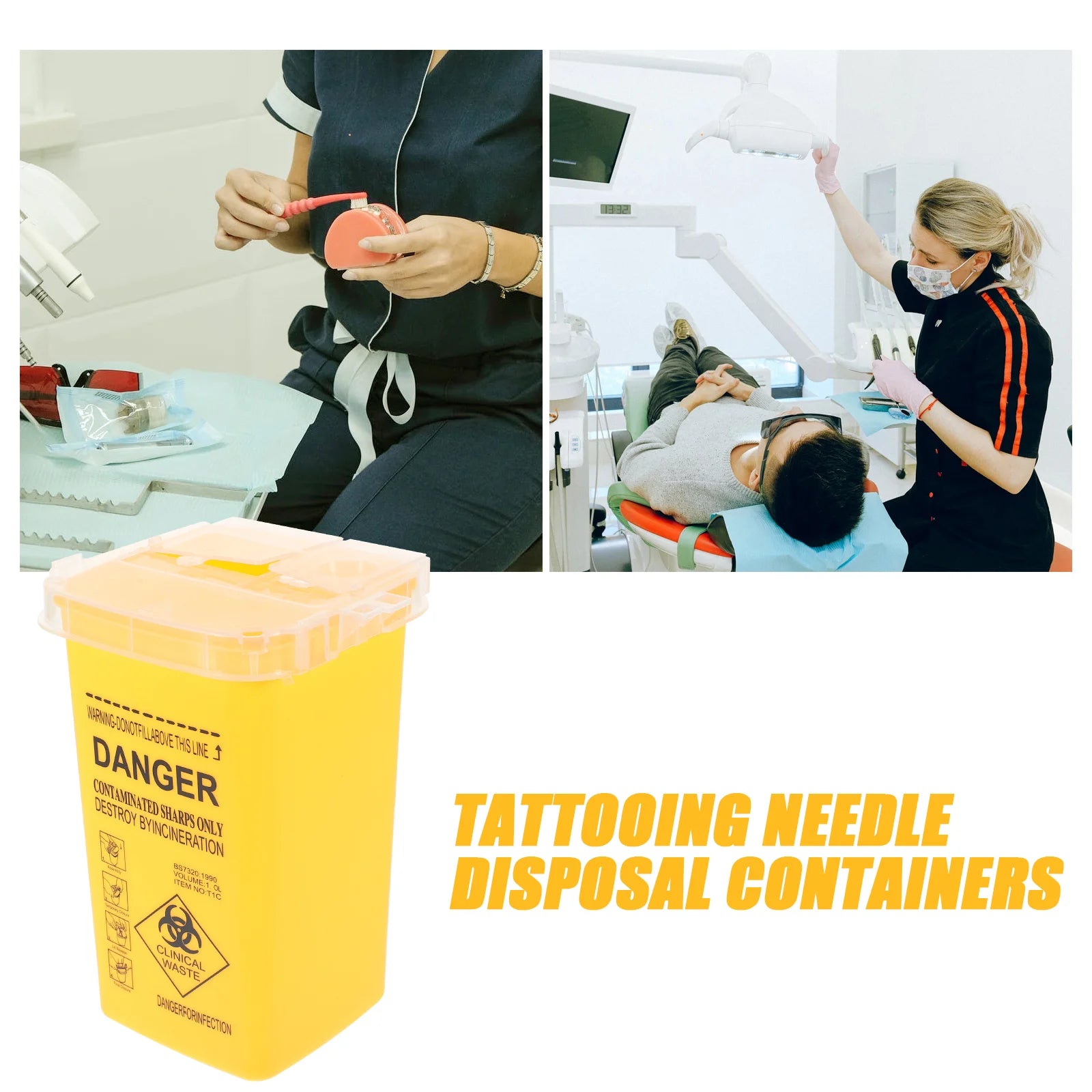 Yellow Sharps Container 10 Inch Medical Waste Bucket Compact Design Multipurpose Storage Health Care Syringe Disposal Box Needle