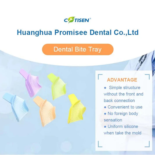 Dental Bite Trays Impression Partial Posterior Teeth Registration With Net 20pcs/Box Cotisen Disposable Dentist Tools Instrument