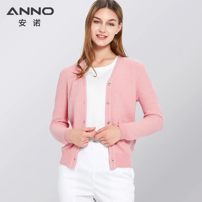 ANNO Cotton Sweater Winter Hospital Equipment Female Work Wear Clothing Keep Warm Shirt Nursing Fashion Pink Out Wear Coat G06-Pink