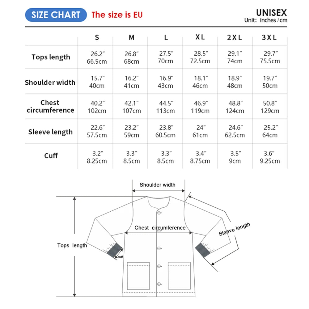 Long Sleeves Scrubs Jackets Pretty Outfit Soft Nurse Out Coat Doctor Hospital Nursing Staff Uniforms Autumn Winter Work Wear