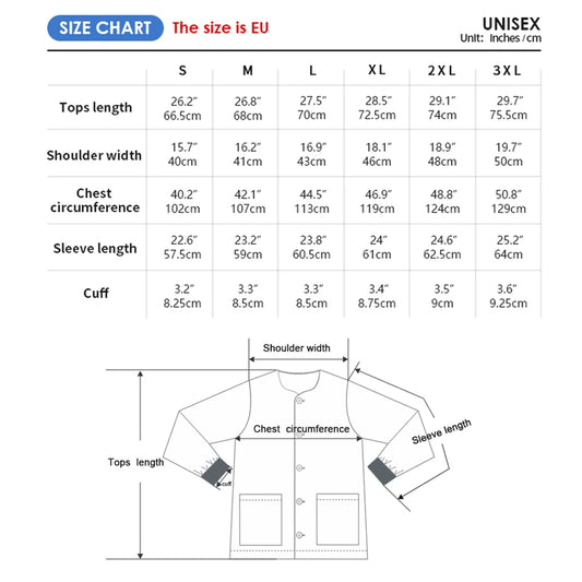 Long Sleeves Scrubs Jackets Pretty Outfit Soft Nurse Out Coat Doctor Hospital Nursing Staff Uniforms Autumn Winter Work Wear