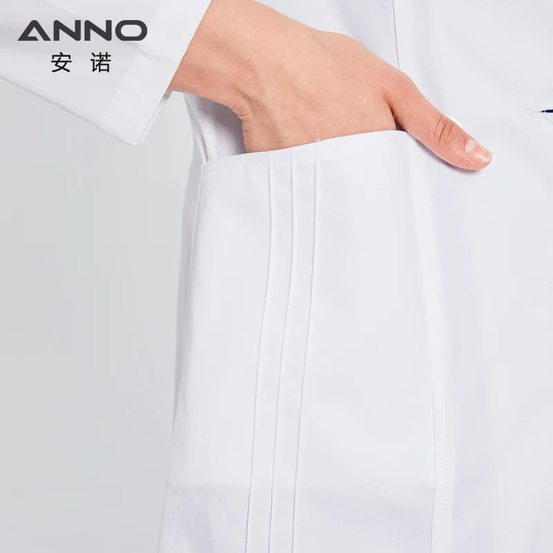 White Doctor Coats 99%Polyester 1%Conductive wire Antibacterial Anti-static Lab Uniforms Hospital Pharmacy Chemistry Gown
