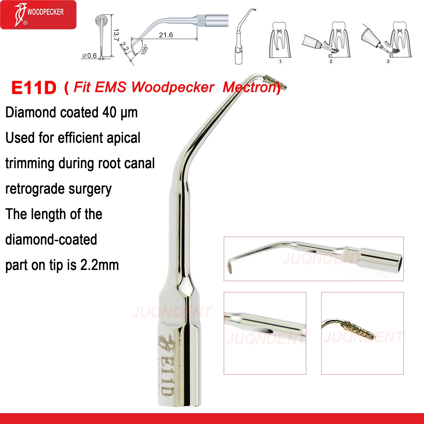 Woodpecker Dental Ultrasonic Scaler Piezo Build In UDS N2/N3 Scaler Tips For Teeth Scaling Endodontics Periodontics Fit EMS E11D