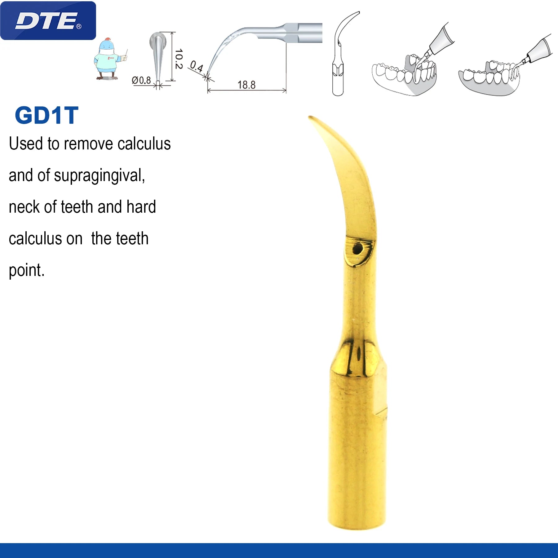 Dental Ultrasonic Scaler Tips Dentistry Instrument Scaling Tip Medical Accessories Fit EMS NSK SATELEC Scaler Handpiece GD1T
