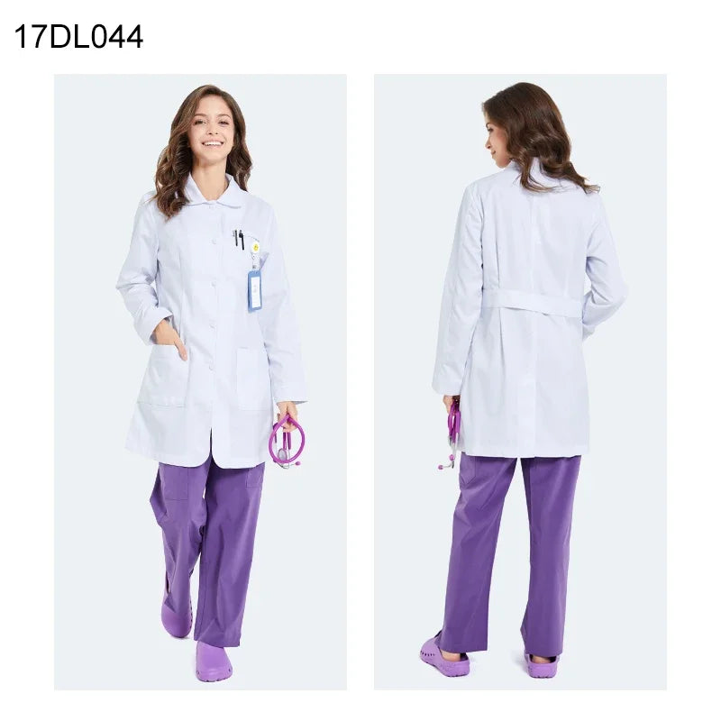 ANNO Anti-Static Lab Uniforms Calvary Twill Fabric Work Out Wear Pharmacy White Coats Doctor Hospital Clinic Gown Out Clothing