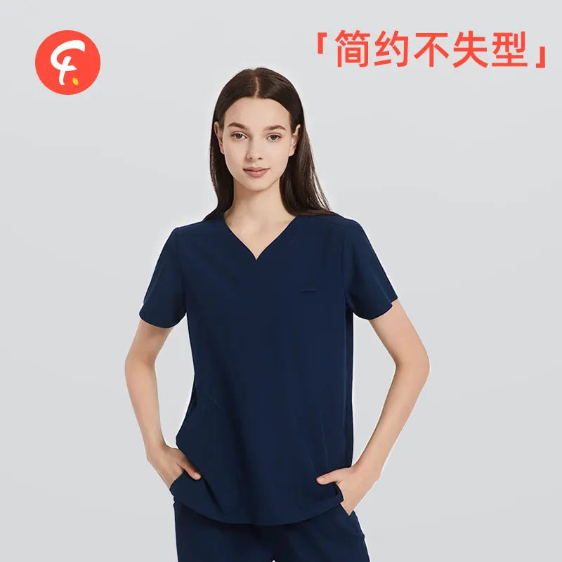 Scrub Set 4 Way Stretch Nursing Uniform Anti-Static Wrinkle Free Women Hospital Nurse Clothes Uniforms 94% polyester 6% Spandex