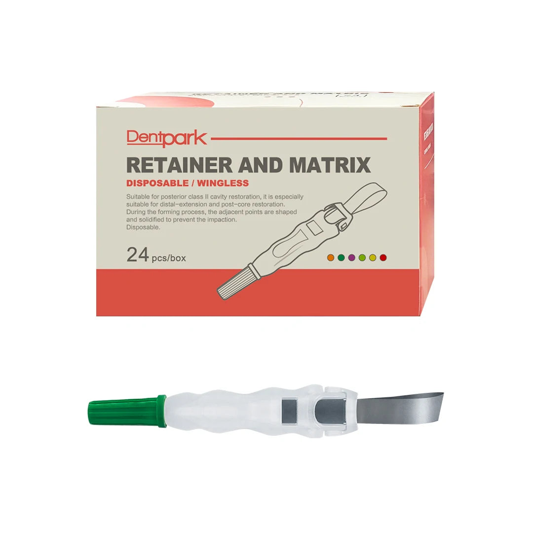 Dentpark/24pcs Pre-Formed Retainer and Matrix Bands M5 Roll O Type for class-Ⅱ Teeth Filling 180°Adjustable Contoured Matrices 6.2mm green