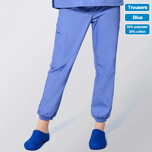 ANNO Work Trousers Doctor Nurse Uniform Bottoms Elastic Cuffs Dental Medical Clothing Scrub Nursing Pencil Jogger Pants A-13