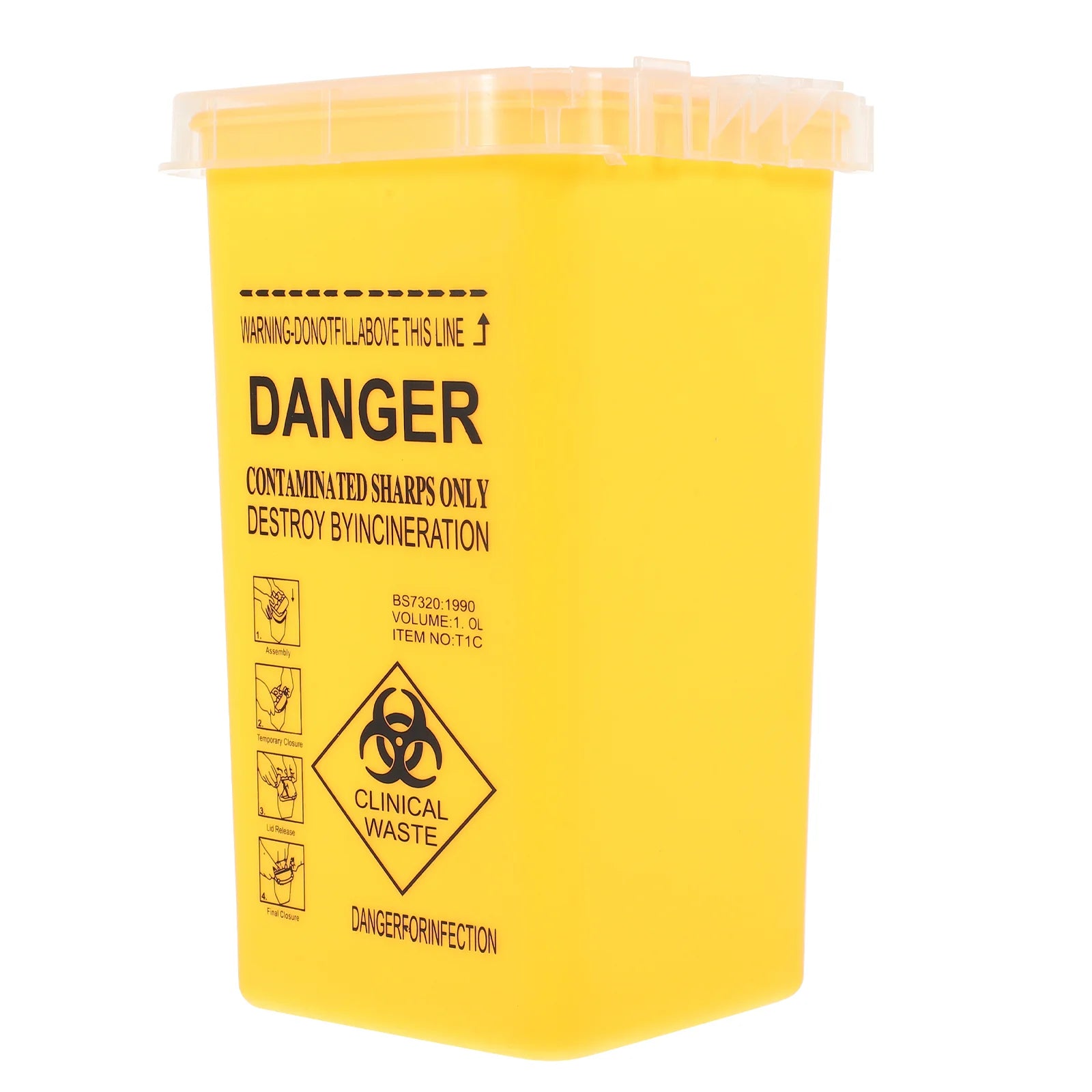 Yellow Sharps Container 10 Inch Medical Waste Bucket Compact Design Multipurpose Storage Health Care Syringe Disposal Box Needle