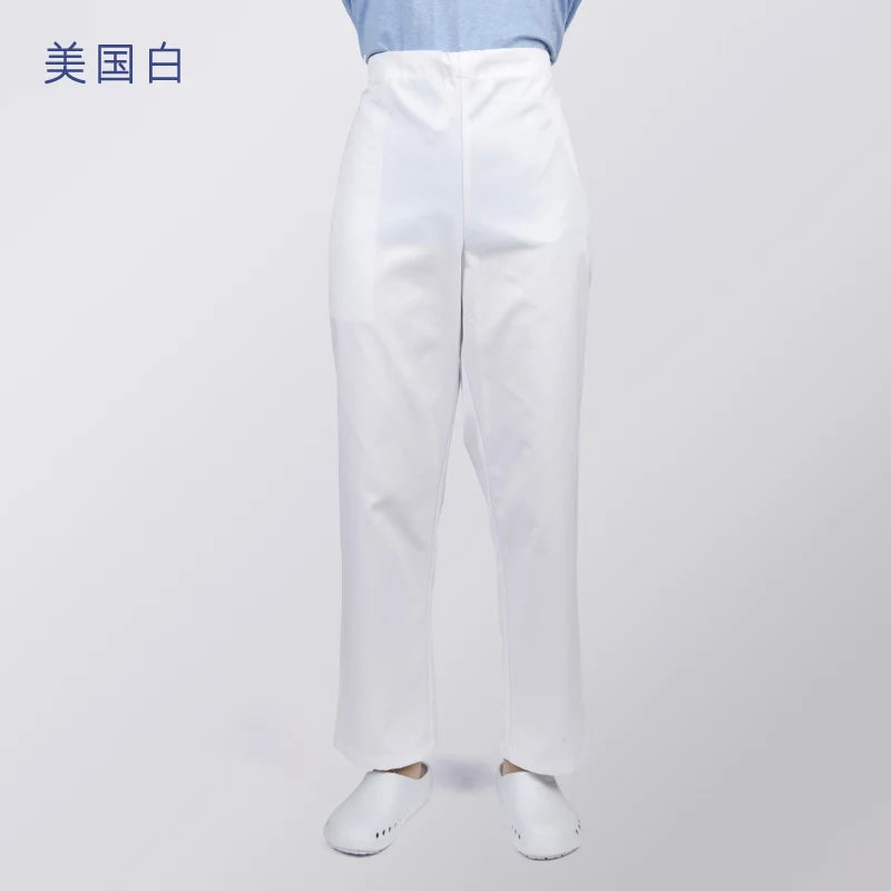 ANNO Hospital Medical Scrubs Set Nursing Uniform for Uisex Dental Clinic Nurse Scrubs SPA Uniforms with Short or Long Sleeves 18PT001-Baise-Pant