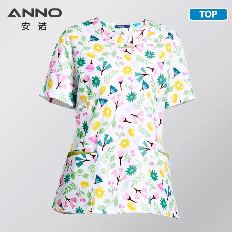 ANNO Medical Hospital Staff Scrubs Nursing Sanitary Uniform Women Female Dental Clinic Nurse Work Beautician Uniforms B36-Tops